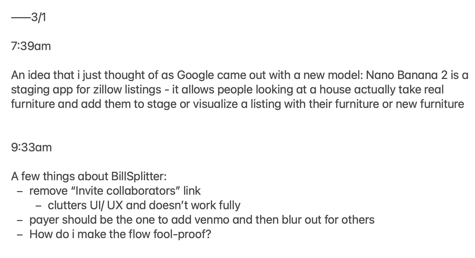 thoughts notes example