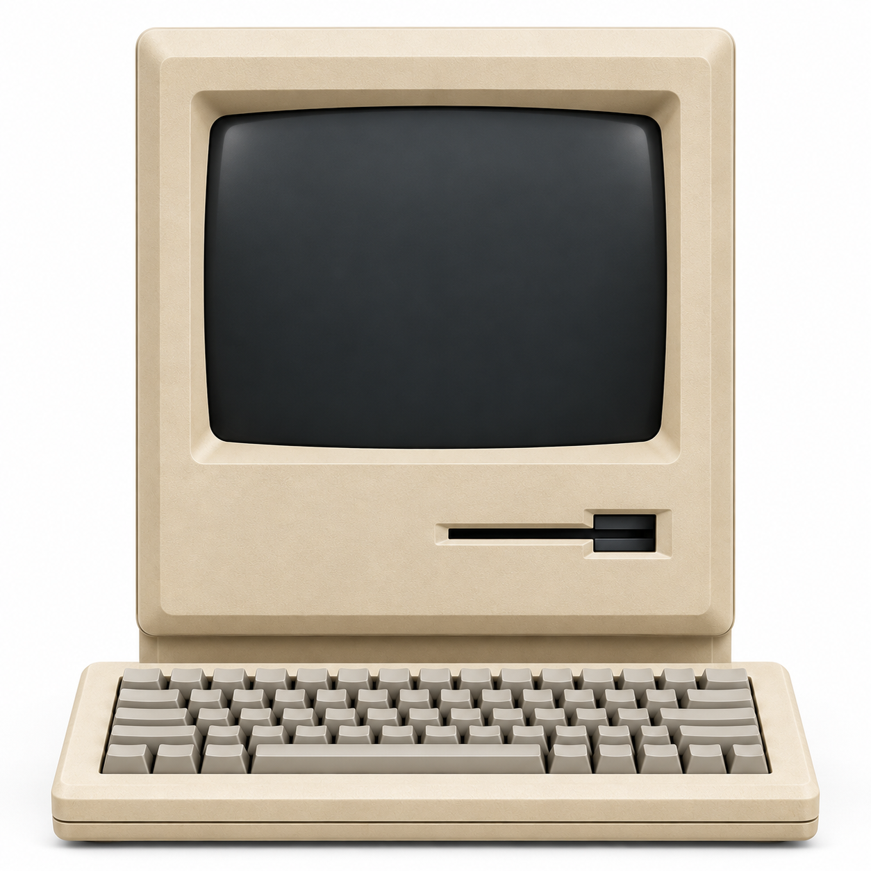 A small beige retro computer on a white background